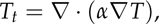T_t = \nabla \cdot (\alpha \nabla T),